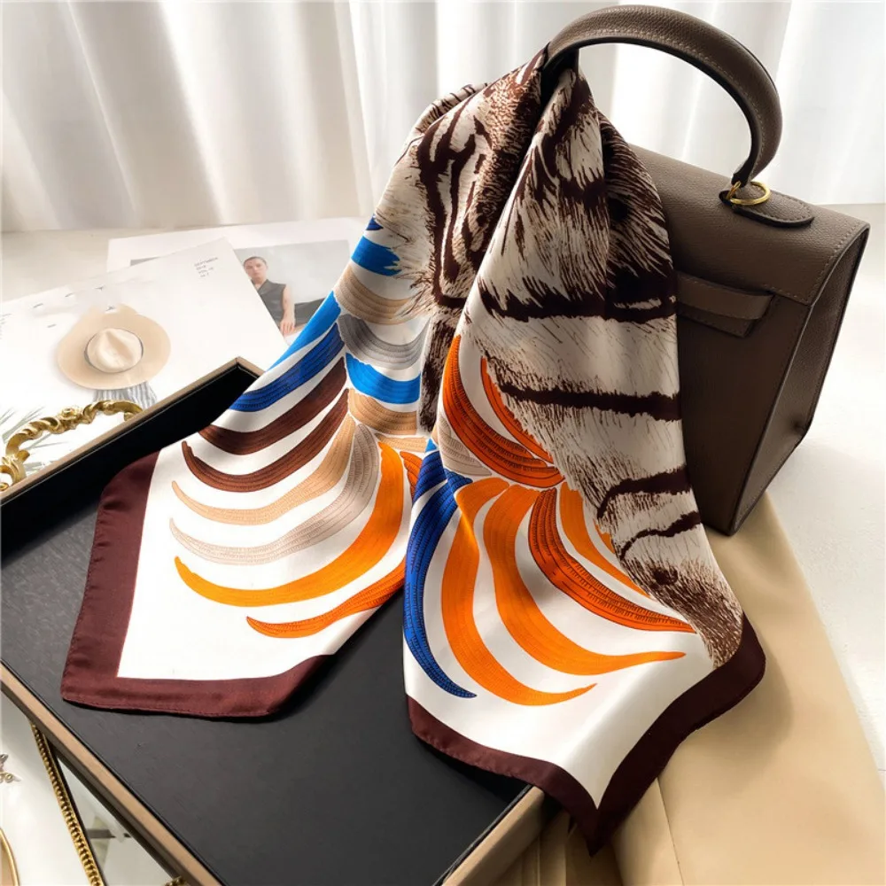 70X70 см шарф с рисунком тигра модный маленький квадратный женские тонкие