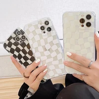 black and white grid phone case for iphone 11 12 13 pro max xr x xs 7 8 plus se 2 3 soft silicone shockproof oddly shaped cover