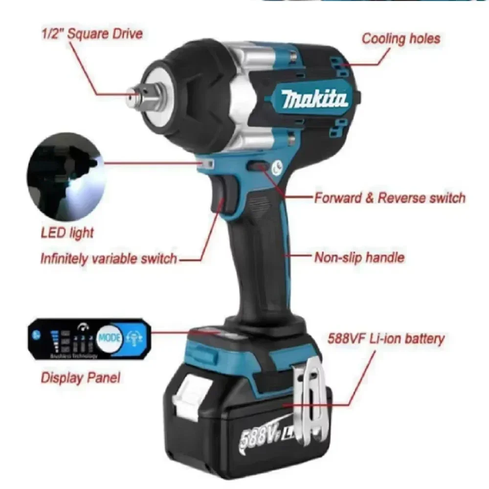 Makita DTW700 Бесщеточный электрический ключ 18 В Аккумуляторная дрель-отвертка