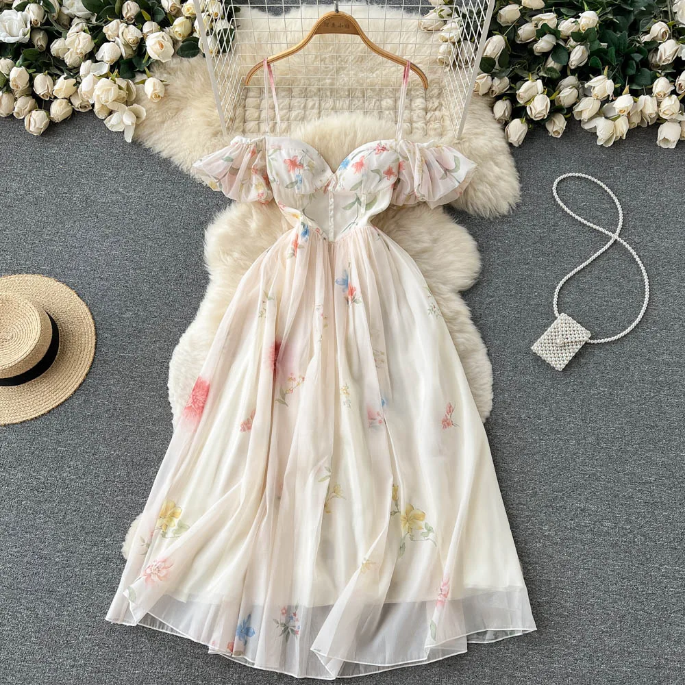 

Spring 2023 Women's Dress Sexy Suspender Skirt Lace Up Fairy Skirt High Waist Thin Skirt Prom Dress