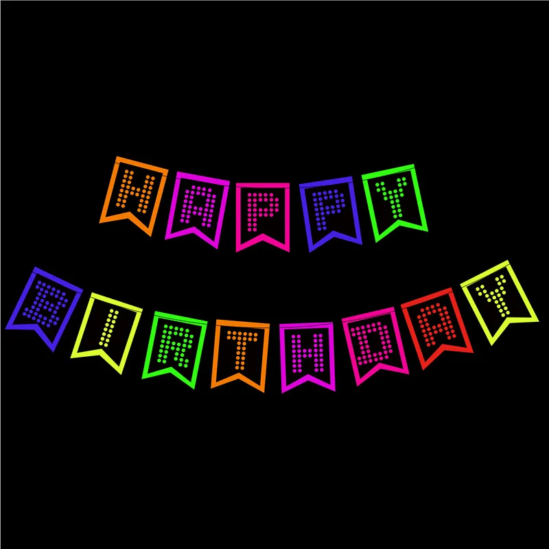 

Fluorescent Paper Happy Birthday Banner Decor Five-Star Pendant Fluor Birthday Neon Party Decoration