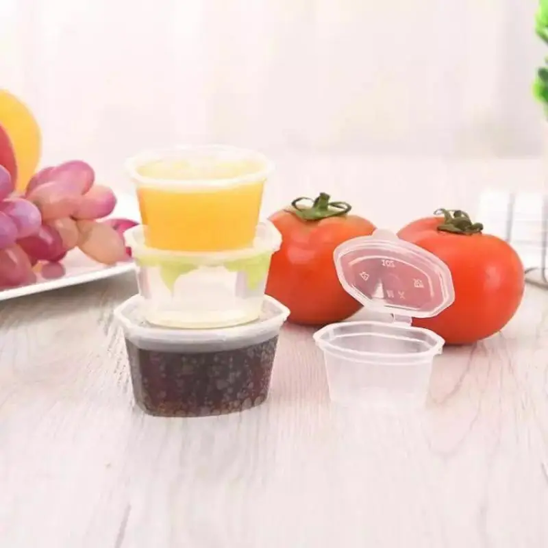 25Pcs Disposable Portable Plastic Sauce Cups Food Storage Containers Clear Boxes With Lids Small 25ml/50ml/75ml |