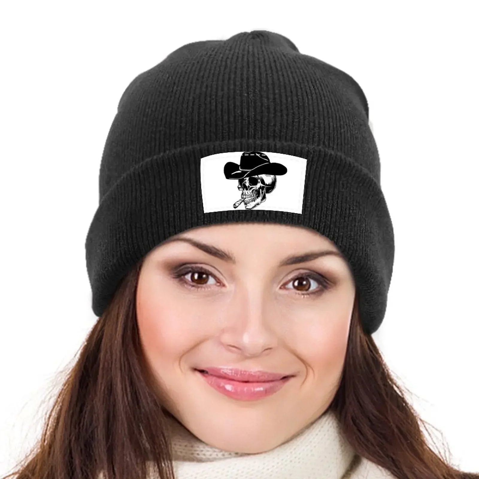 Ковбойская шляпа с головой черепа и сигаром Вязаная кепка Элитный бренд Аниме