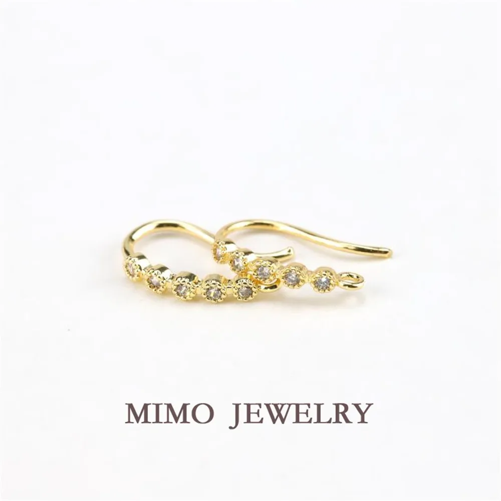 

Chrome-plated true gold micro-inlaid zircon one word French earhook handmade accessories