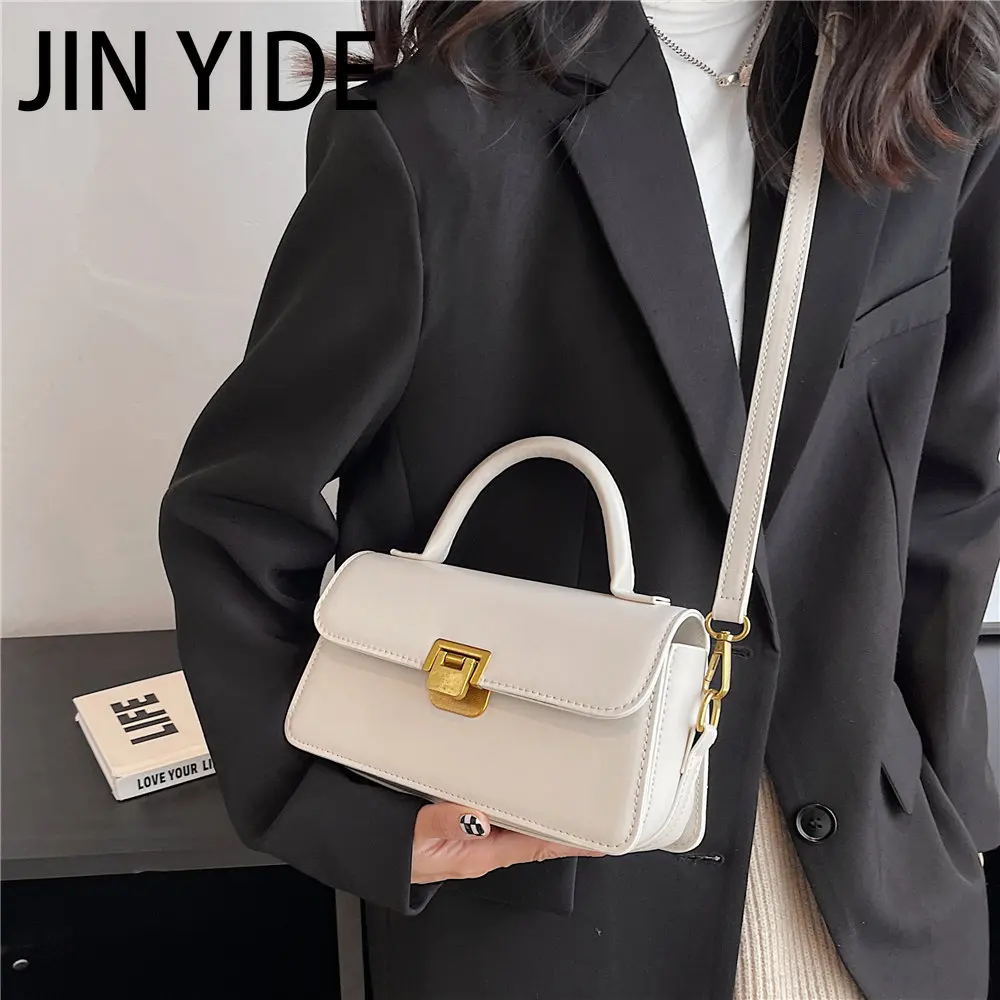 JIN YIDE Vintage Top Handle Small Shoulder Crossbody Bags For Women 2023 Winter Fashion Designer Flip Lock Flap Ladies Handbags