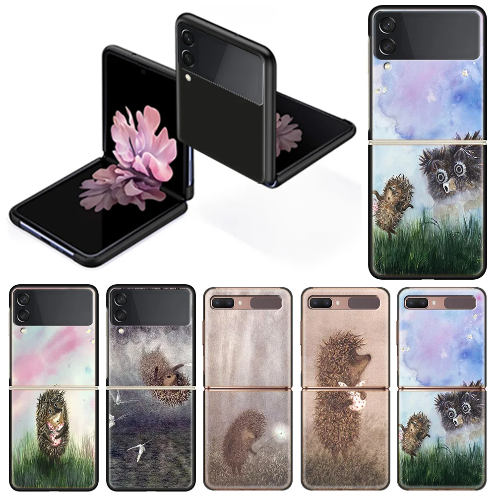 

Art Case for Samsung Galaxy Z Flip3 5G Flip 4G Shockproof Capa 6.7 Inches Black Hard PC ZFlip 3 Phone Cover Hedgehog In The Fog