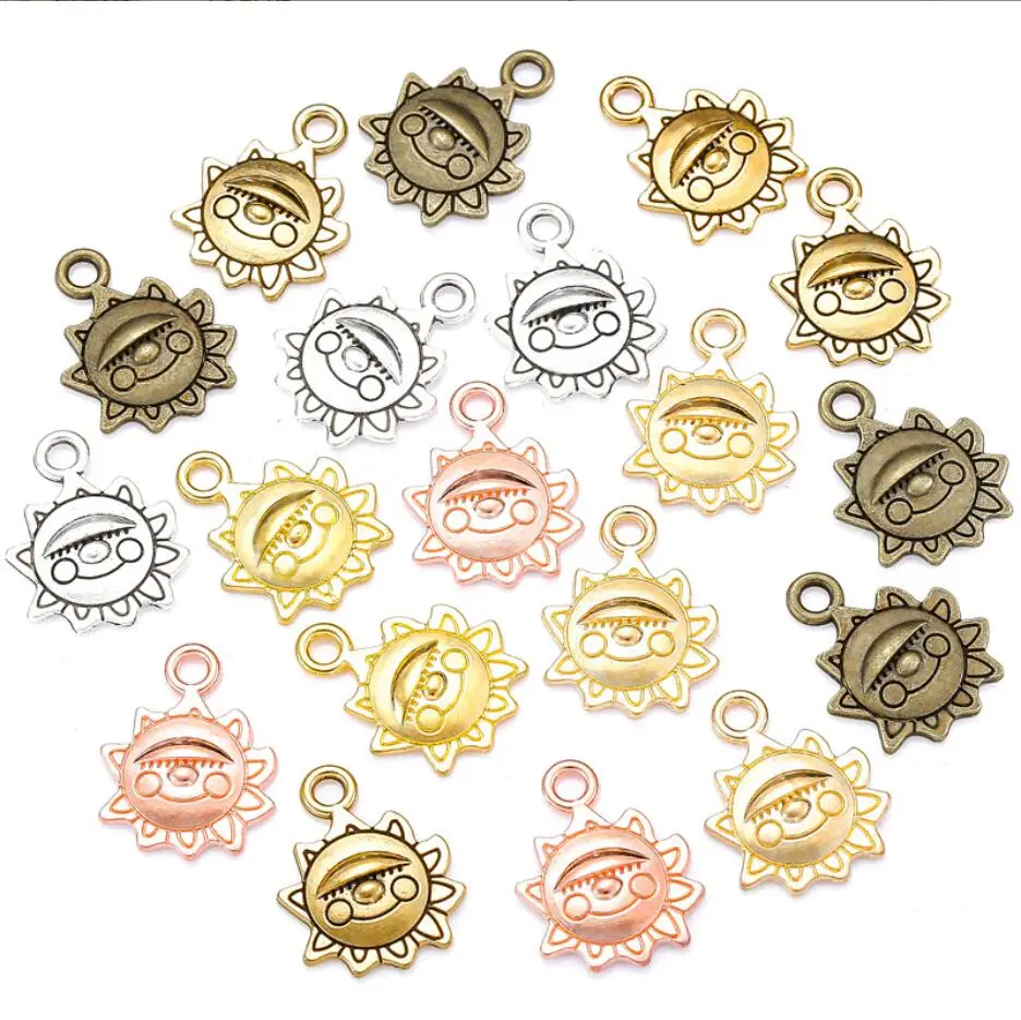 

16x10mm 100pcs Antique Silver Plated Gold plated Bronze Sun Handmade Charms Pendant:DIY Jewelry Findings for bracelet F0366