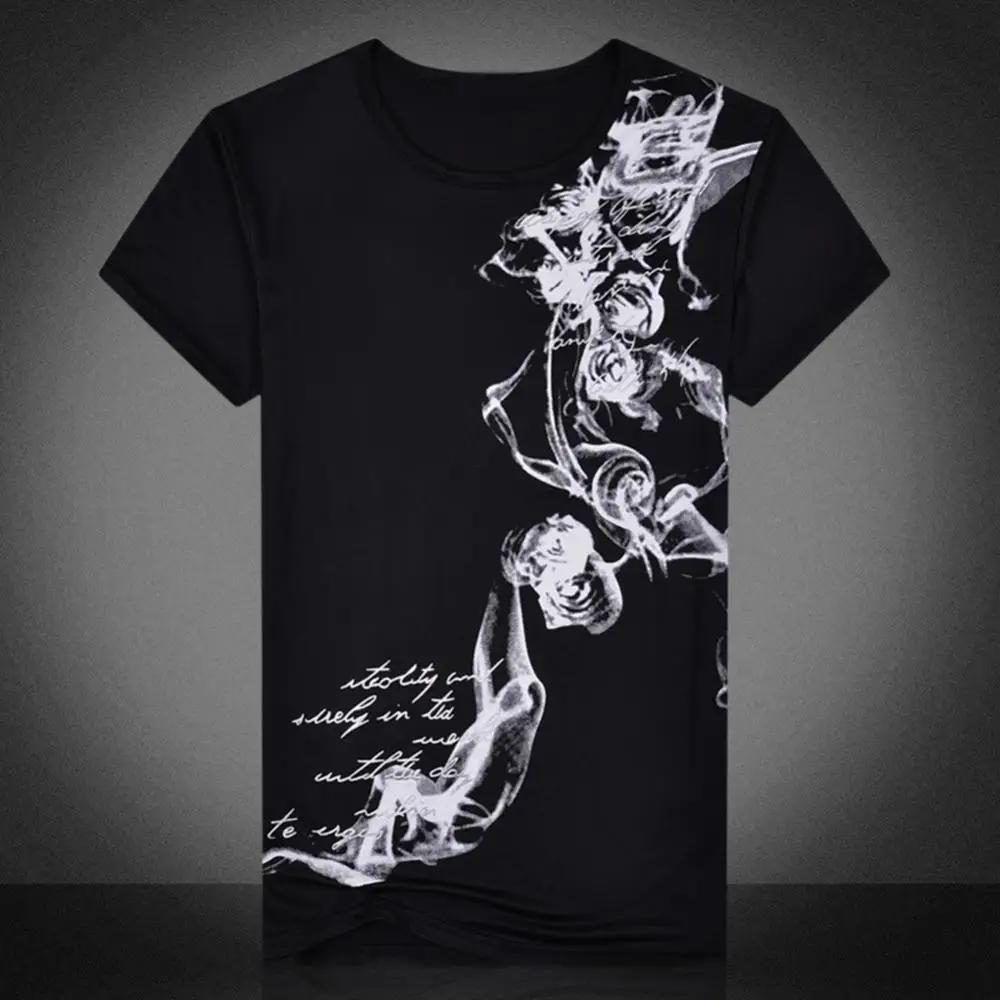 

T-shirt Men Chinoiserie Ink Printing Fashion O-Neck Short Sleeve Summer T-shirt Top Tee