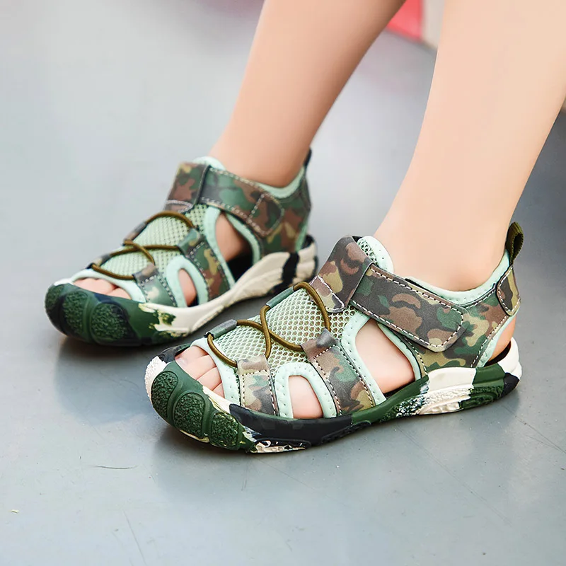 

Children Summer Beach Sandals Boys Camouflage Sports Mesh Sandals Girls Breathable Cool Sandals Baby Barefoot Shoes