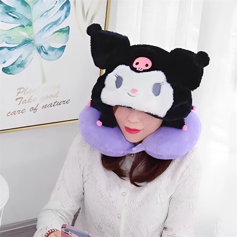 

Kawaii Sanrio Kuromi Cinnamoroll U-shaped Pillow Kirby Cartoon Car Travel Rest Neck Pillow Anime Plush Office Sleep Pillow Gift