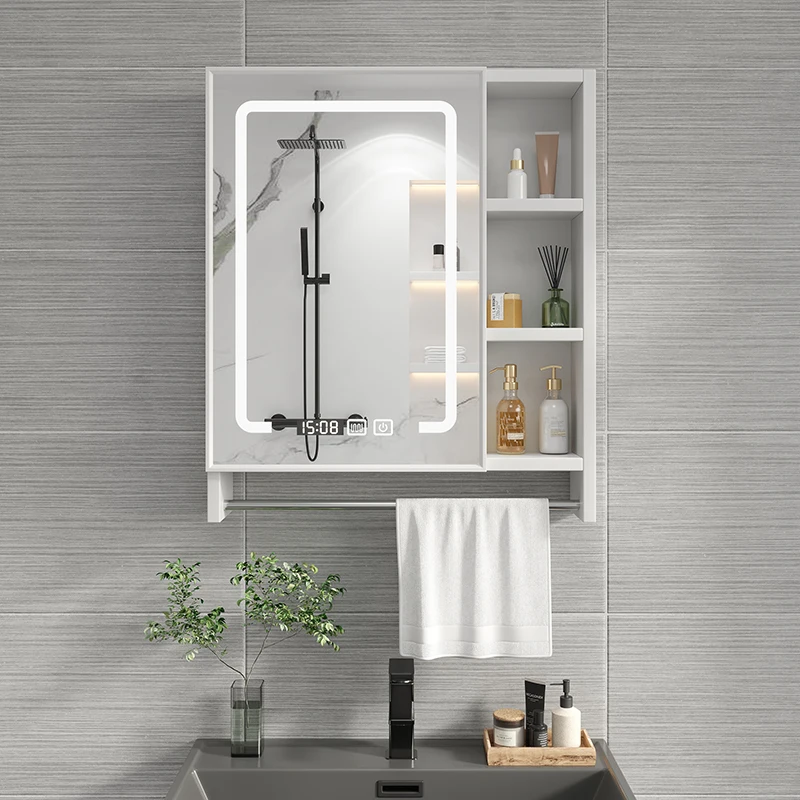 

White Makeup Bathroom Mirror Backlight Rectangle Shower Nordic Bathroom Mirror Aesthetic Stainless Espejos Para Pared Room Decor