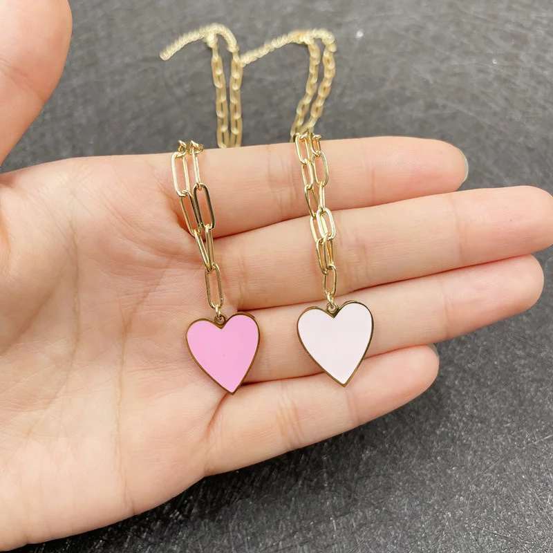 

Fashion Love Heart Jewelry 925 Sterling Silver Simple Love Heart Necklaces For Women Cubic Zircon CZ Couple Jewelry Gifts