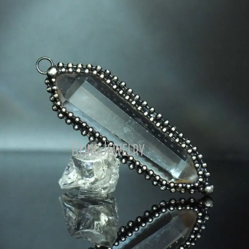 Большой прозрачный кварцевый двойной кристаллический подвесной талисман PM44410
