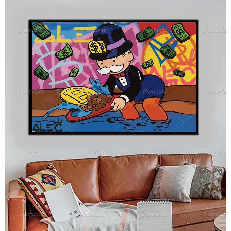 Монополия Alec отправляется из Сидней Австралии Биткоин-Майнер Биткоин холст