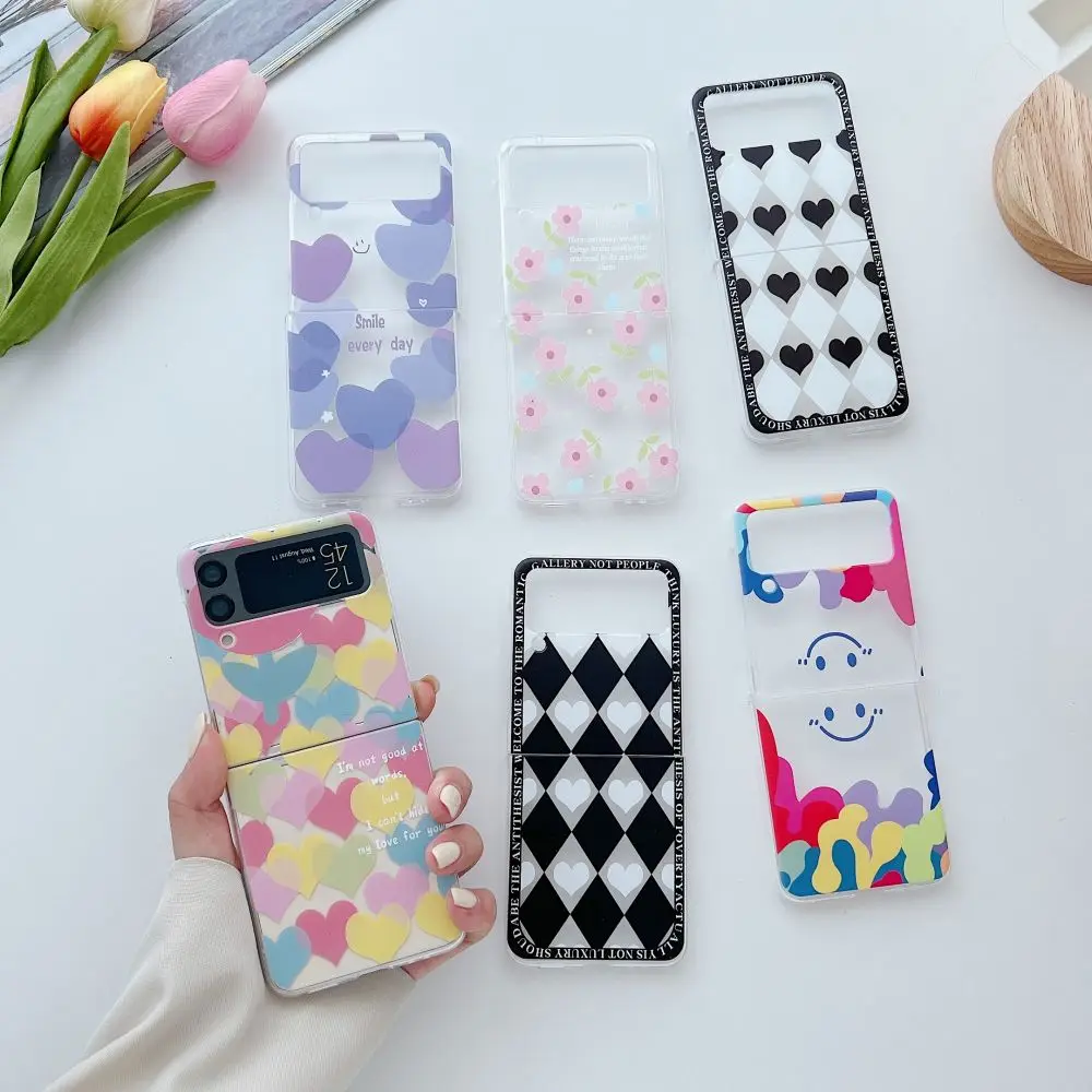 

Чехол-книжка для Samsung Z 4, прозрачный складной чехол для телефона с рисунком сердца для Samsung Z Flip 3 5G ZFlip4, противоударный жесткий чехол-накладка