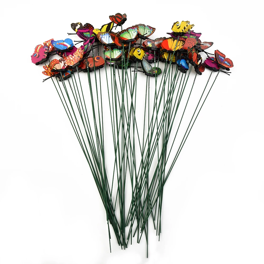 

Outdoor Butterfly Stakes Ornament Wide Applications PVC Material Random Color Indoor Waterproof Yard 50pcs Art Bed