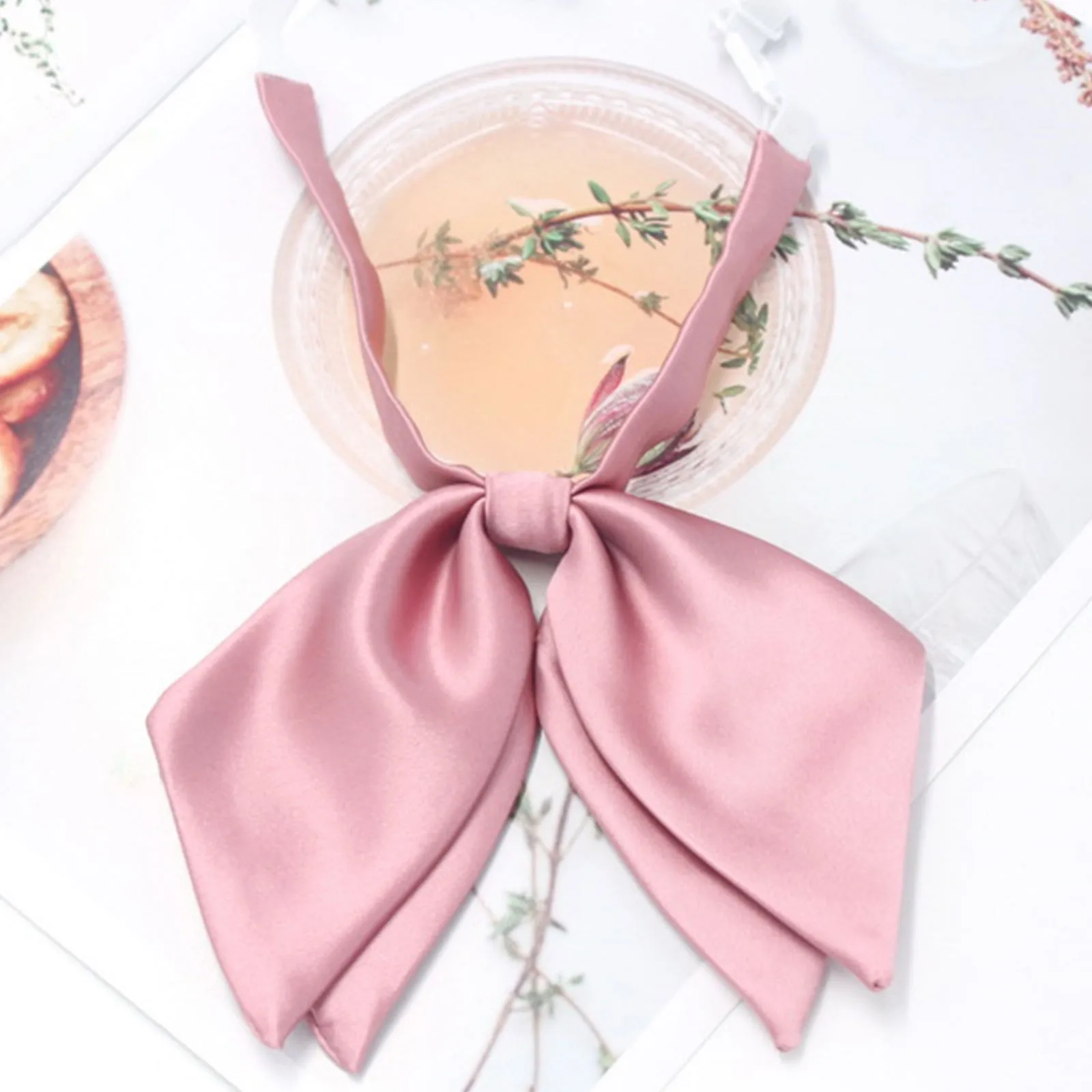 

Women's double layer bow tie bow flower new featherless root Japanese college style solid color No Break Hair Ties for Fine Hair