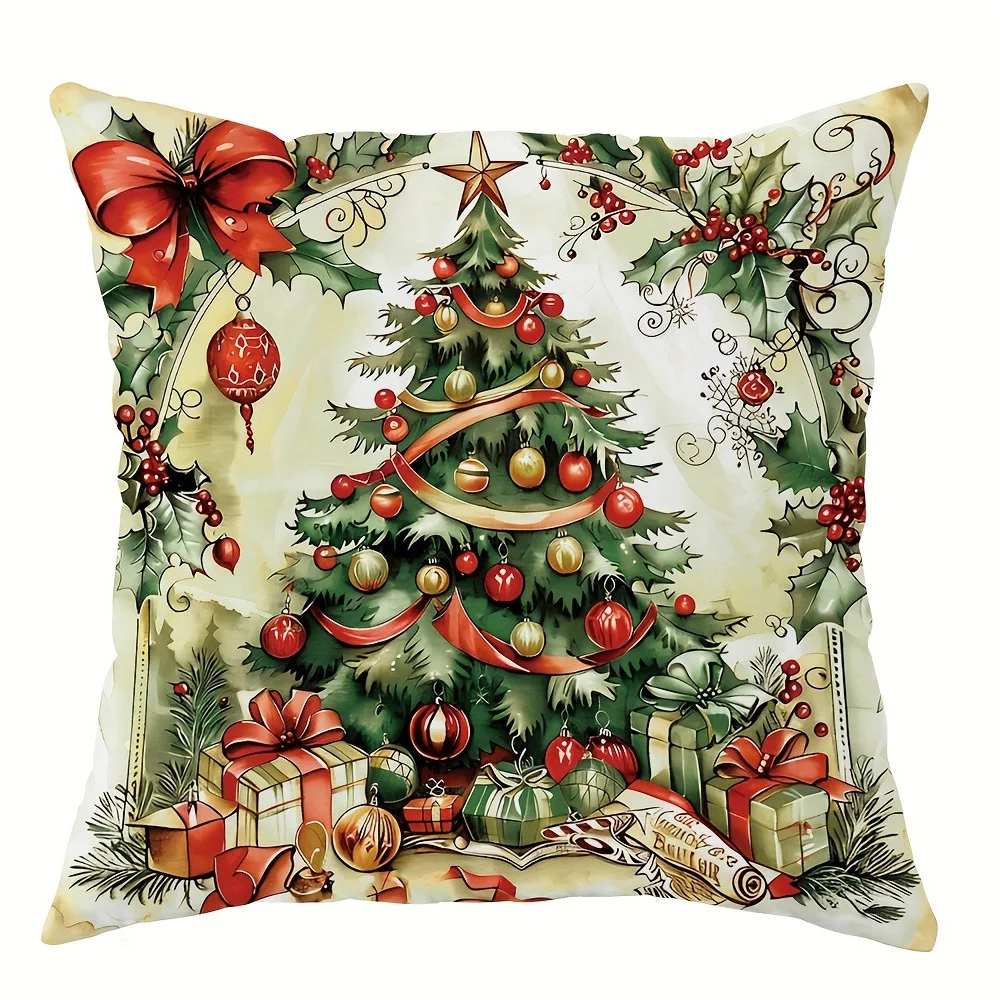 Рождественские наволочки из полиэстера велюра 45x45 см