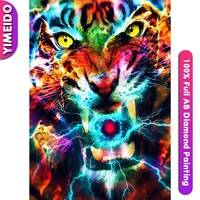 yimeido new 5d full 100 ab diamond painting kits colored animal leopard diamonds embroidered tiger handmade mosaic home decor