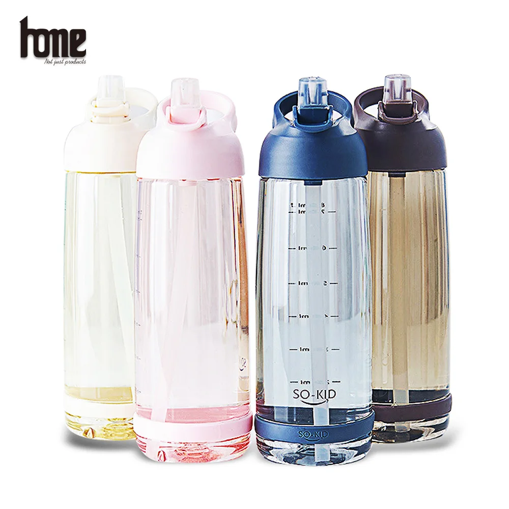 Water Bottle with Straw Sport Bottle Clear Portable Drink Gourd BPA Free Drinkware Leakproof Plastic Outdoor for Travel Camping