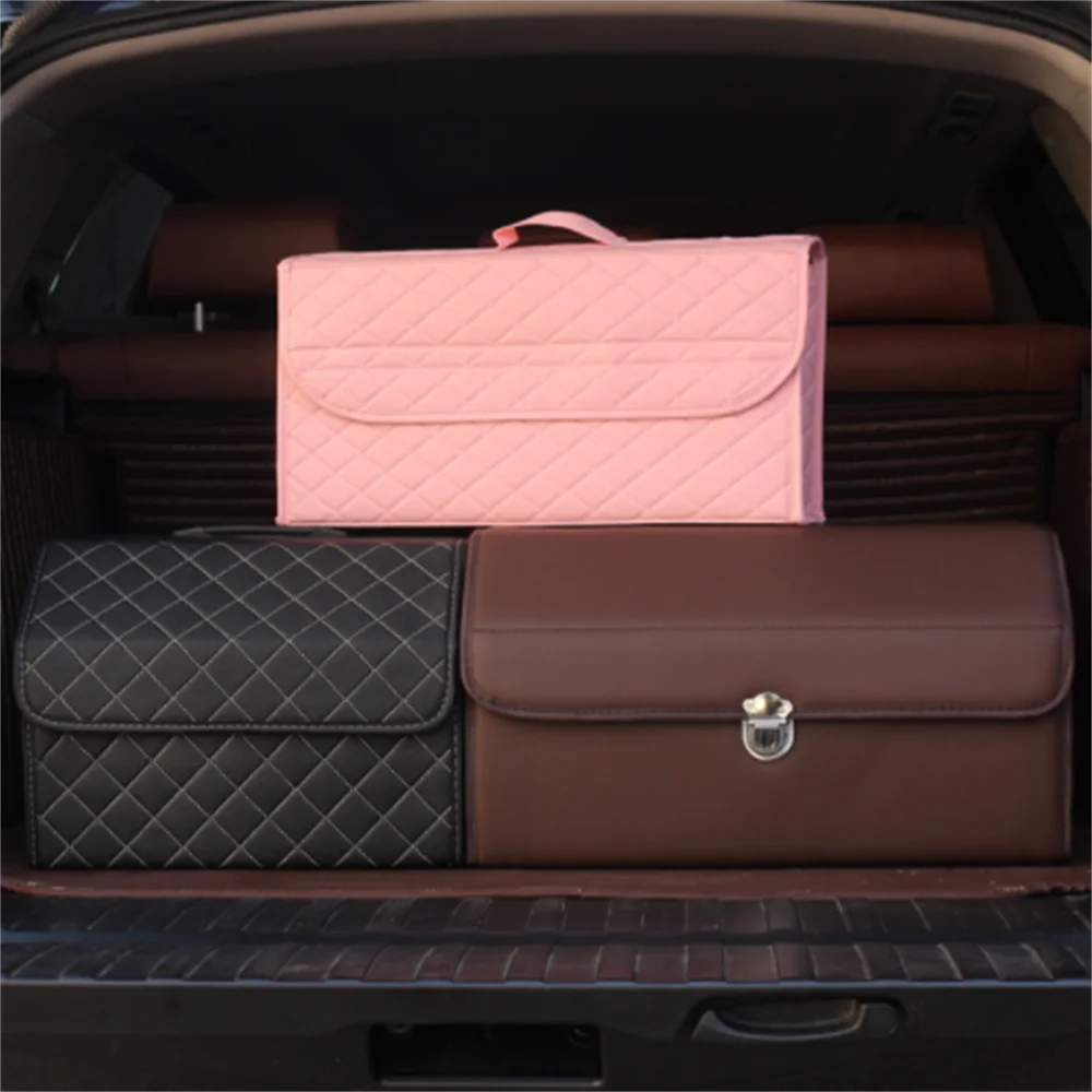 

Car Trunk Organizer Box Large Capacity Auto Multiuse Tools Storage Bag Stowing Tidying Leather Folding For Emergency Storage Box