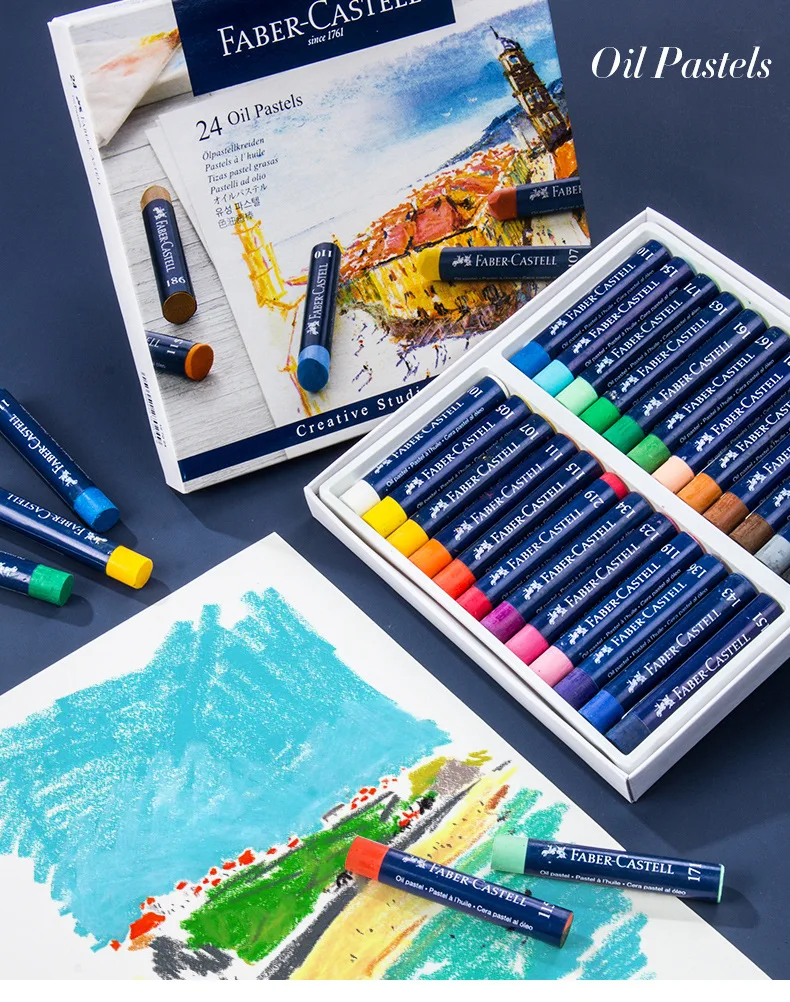 

Faber Castell Professional Soft Oil Pastel/Crayon/Stick/Wax Blue Box 12 colors Painting Hand-painted Master Pastels