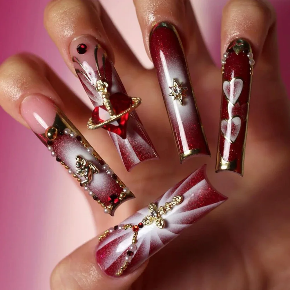 Французский леопардовый принт пятиконечная звезда стразы полоска длинные