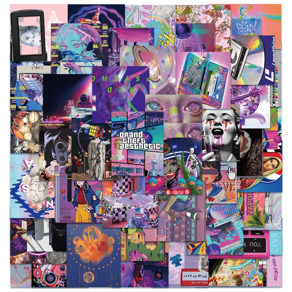 

50pcs INS Vaporwave Girl Stickers Pack Phone Stationery Retro Sticker DIY Scrapbooking Supplies Handmade Journal Accessories
