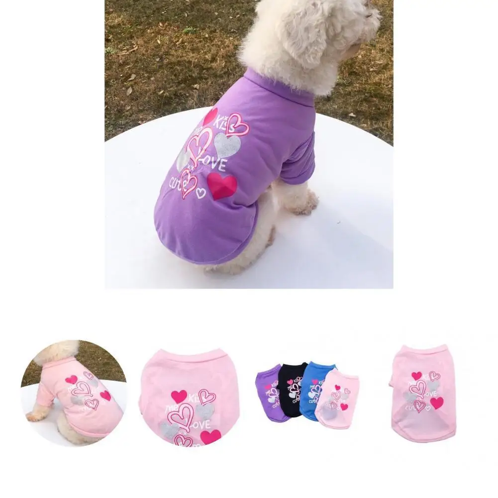 

Comfortable Super Soft Pink Heart Print Dog Puppy Vest Pet Supplies