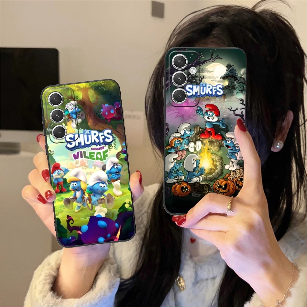 Smurfs Smurfette Smart Mobile Cell Phone Case for Samsung Galaxy S24 S23 S22 S21 S20 S10 S9 Plus FE Ultra Lite Black Cover Shell