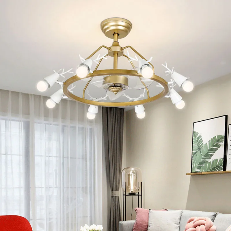 

Светодиодная Подвесная лампа Celing с веером, настенная люстра в скандинавском стиле, современная простая невидимая лампа для спальни, гостиной, столовой с переменной частотой