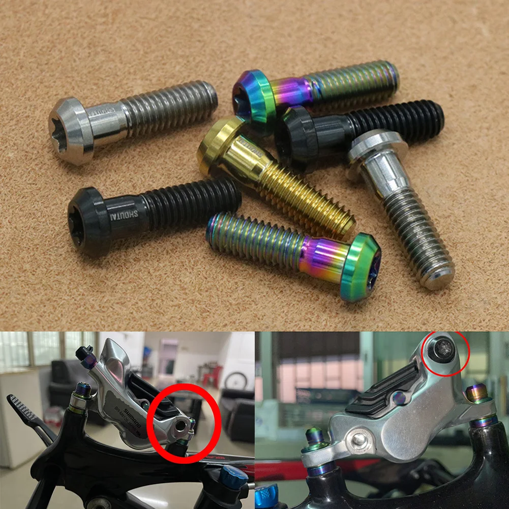 Фото 2 шт. / TC4 / Болты для дисковых тормозов из титанового сплава для суппорта M9120, серые, желтые, черные, радужные, запчасти для шоссейных и горных велосипедов №1