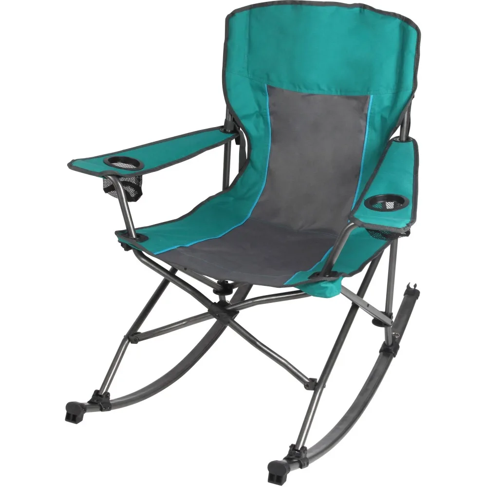 

Ozark Trail Foldable Comfort Camping Rocking Chair, Green, 300 lbs Capacity, Adult, 16lbs camping chair beach chair