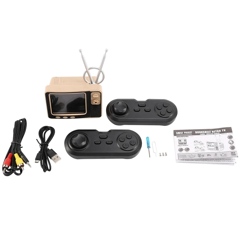 

Retro Video TV Game Console With Time Clock Function And 2.4G Double Wireless Controller Built-In 108 Games For PS1/N64