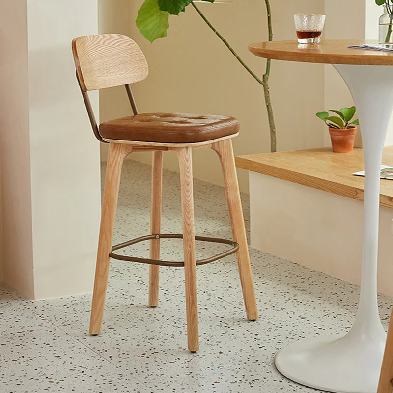 S Vintage Dining Chairs Solid Wood Back Furniture For Home High Elastic Cushion Bar Chair Variety Of Multicolor