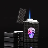 creative led flashlight cigarette lighters windproof blue flame jet turbo gas butane smoking accessories cute lighters girly