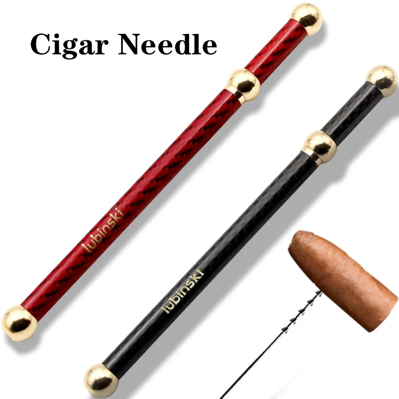 Portable Cigar Draw Enhancer Tool Stainless Steel Needle Drilled Burr Dredge Hole Cigar Punch Carbon Fiber Smoking Accessories