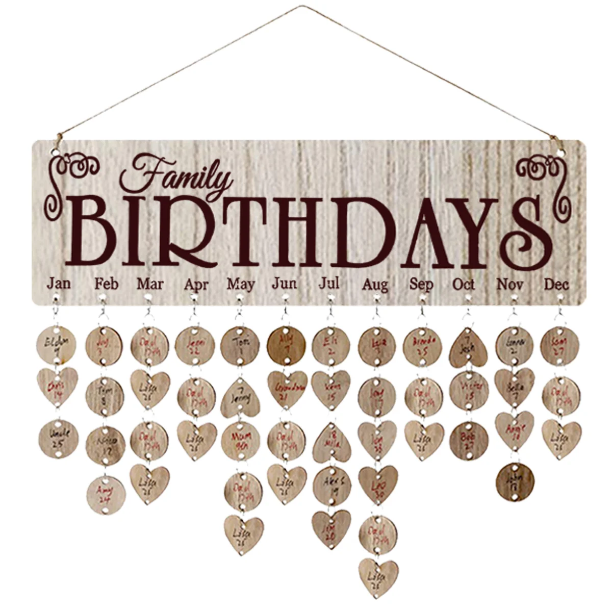

Birthday Calendar Board Family Reminder Wooden Hanging Wall Plaque Anniversary Withdiy Wood Advent Tags Tag Sign Decormemory