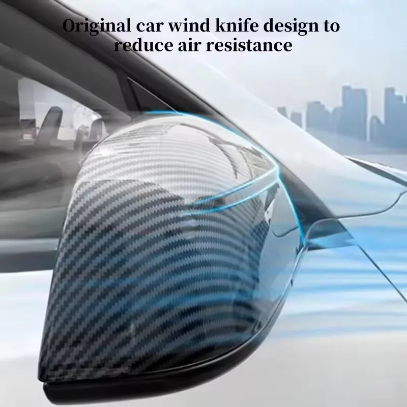 Фото Для Tesla Model Y Juniper 2025: Защитные накладки на боковые зеркала заднего вида из ABS-пластика с эффектом карбона, декоративные аксессуары для автомобиля №4