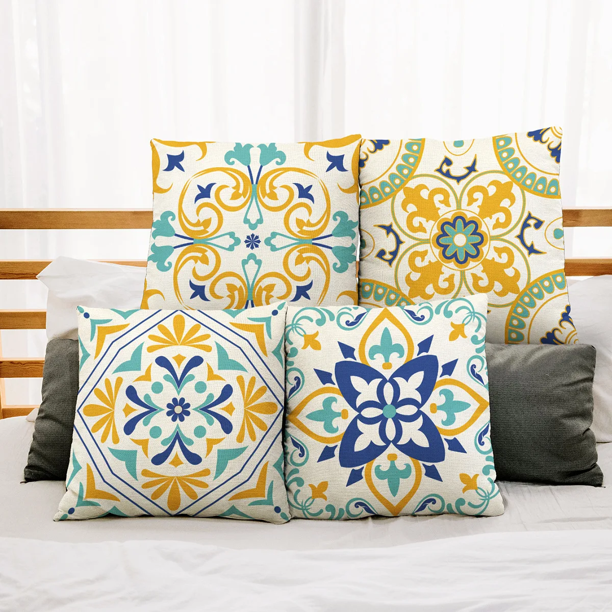 Богемная Подушка льняная Геометрическая подушка наволочка для подушки с принтом