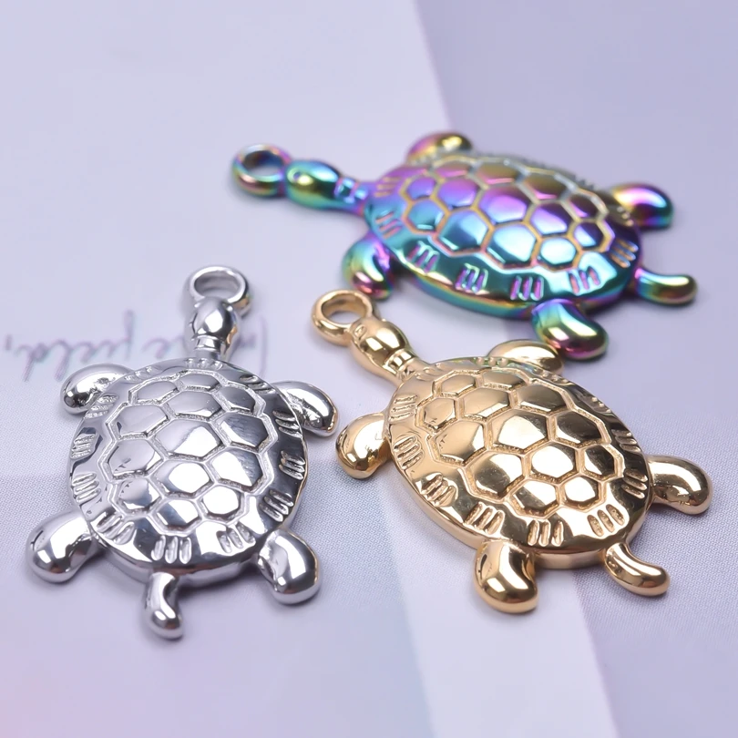 

3pcs Cute Turtle Pendant Jewelry Making Supplies Metal Animal Stainless Steel Charms In Bulk Vintage Accessories For Women Charm
