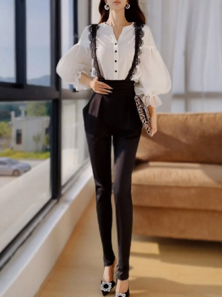 DABUWAWA Tienda Vestidos Elegantes Para Mujeres Кружевные брюки Женские офисные леггинсы в стиле ампир