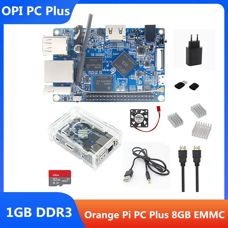 

Мини-компьютер Orange Pi PC Plus с Emmc флэш-памятью 8 ГБ, 1 ГБ ОЗУ, открытым ИК-кодом, портом Sup, 100 м портом Ethernet, Wi-Fi камерой Hdmi и микрофоном