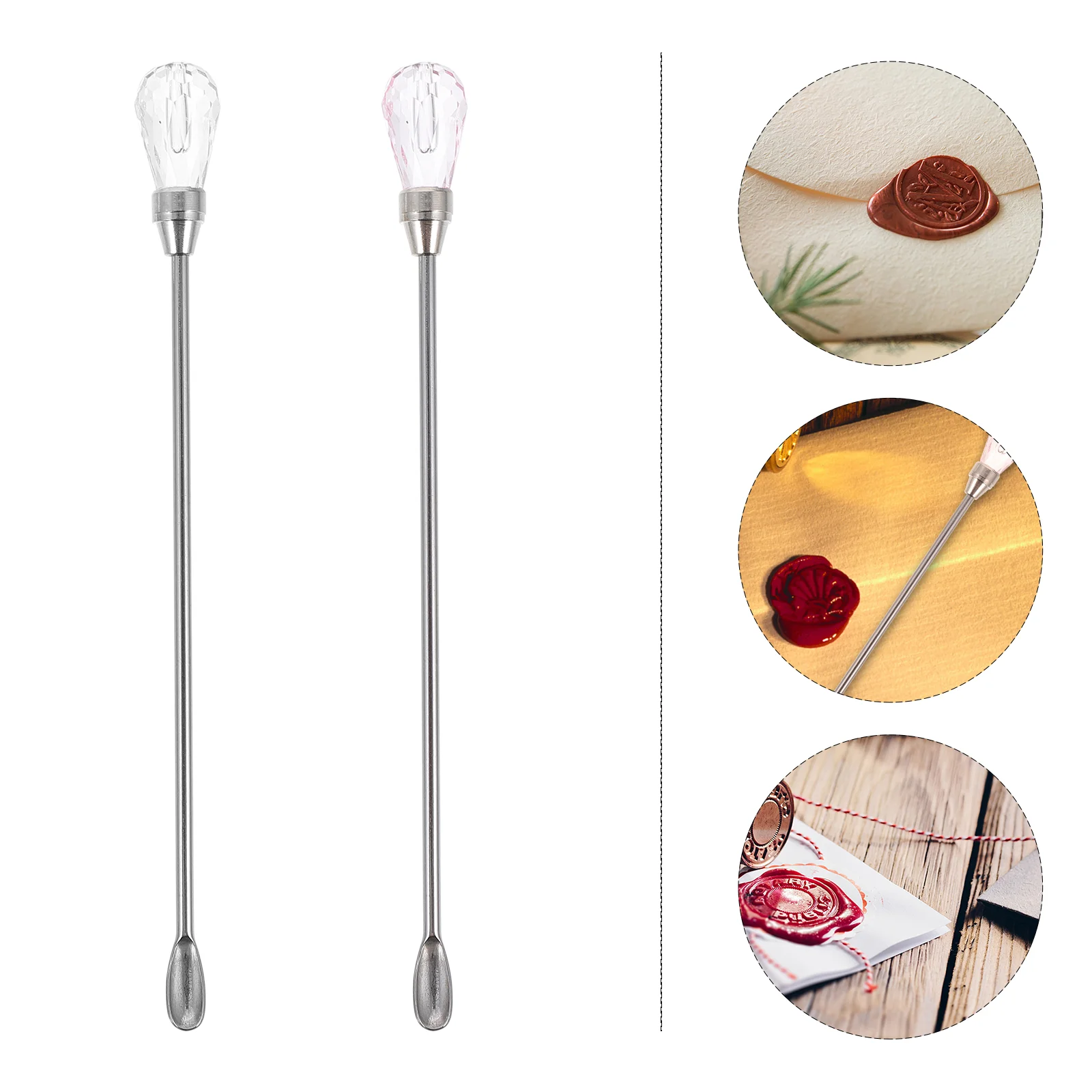 

2pcs Wax Seal Stamp Spoon Wax Seal Stirring Rod Stamp Wax Stirring Sticks Metal Mixing Spoons Wax Seal Supplies