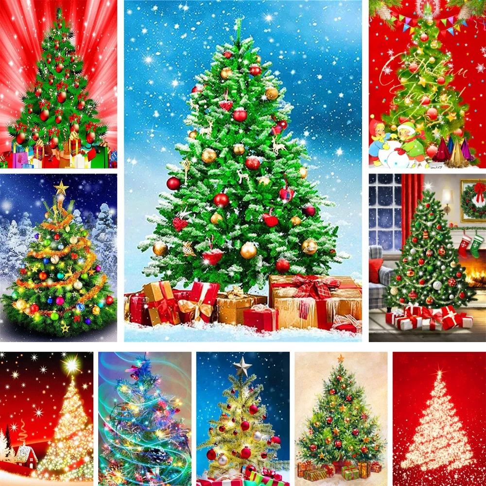 

Landscape Christmas Tree Paint By Numbers Oil Paints 40*50 Picture By Numbers Photo Decorative Paintings For Children Handiwork
