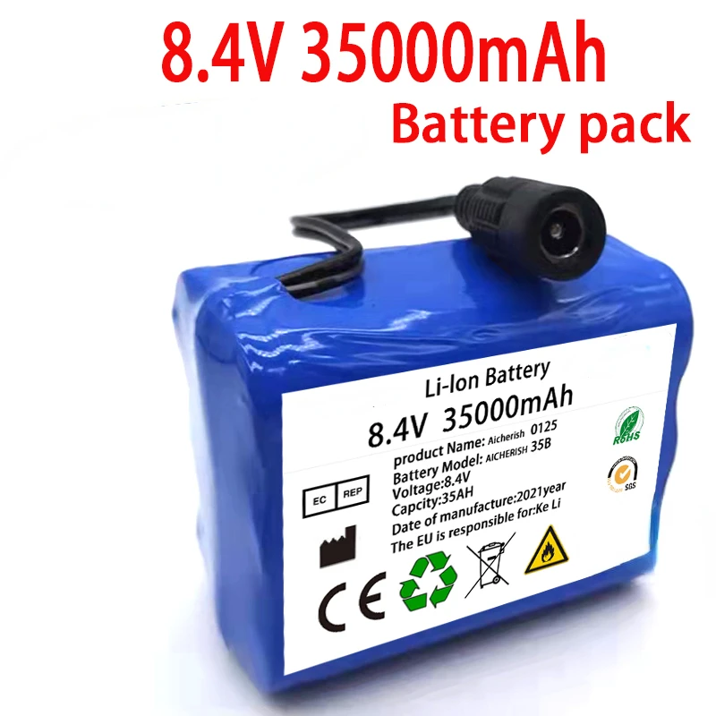 

Налобный фонарь для скутера, велосипеда, 8,4 в, 35000 мАч, 35 Ач, Новый 18650 литий-ионный перезаряжаемый аккумулятор