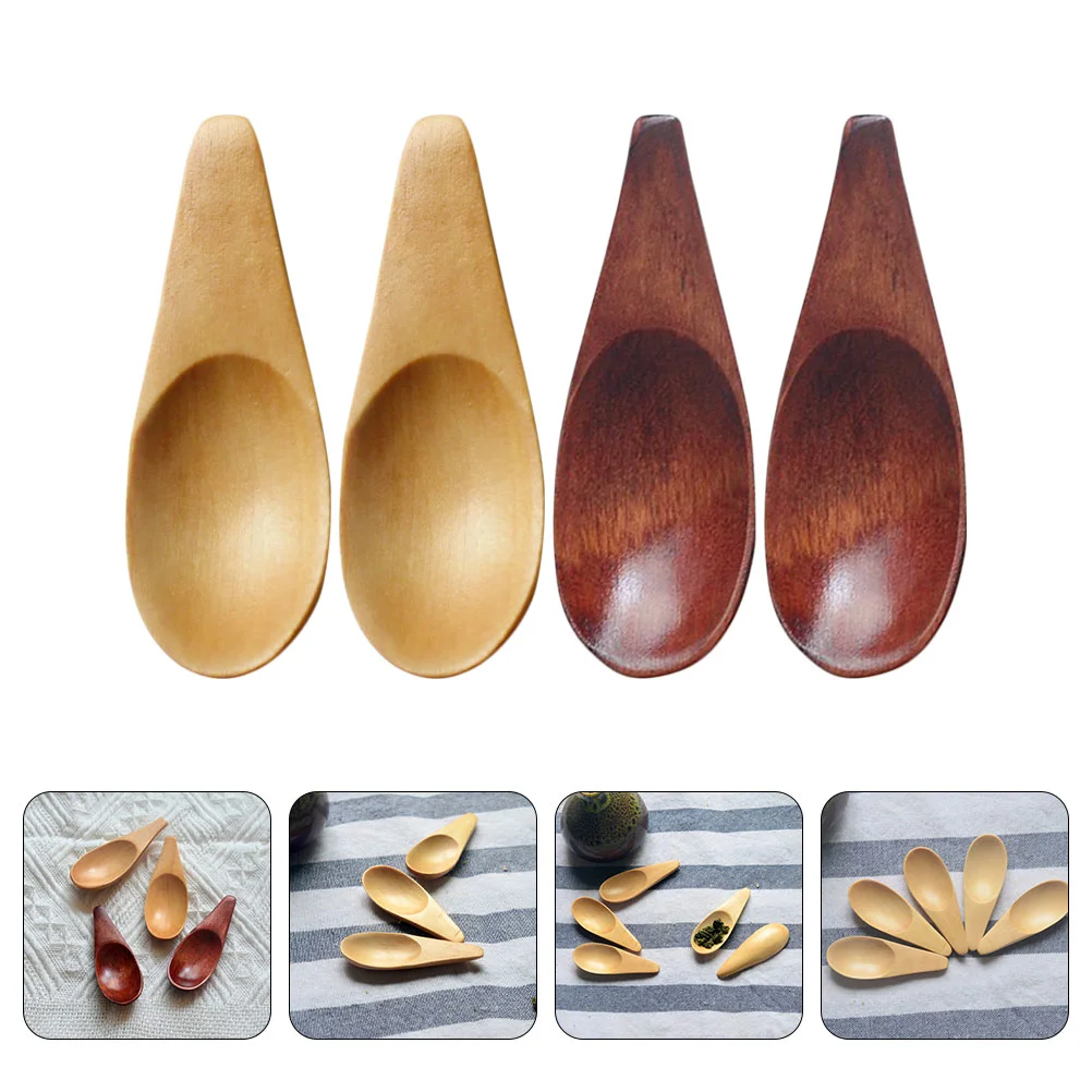 

4Pcs Ice Cream Spoons Wooden Feed Spoons Wooden Coffee Scoop Wooden Measuring Spoon Tasting Spoon Loose Leaf Tea Scoop