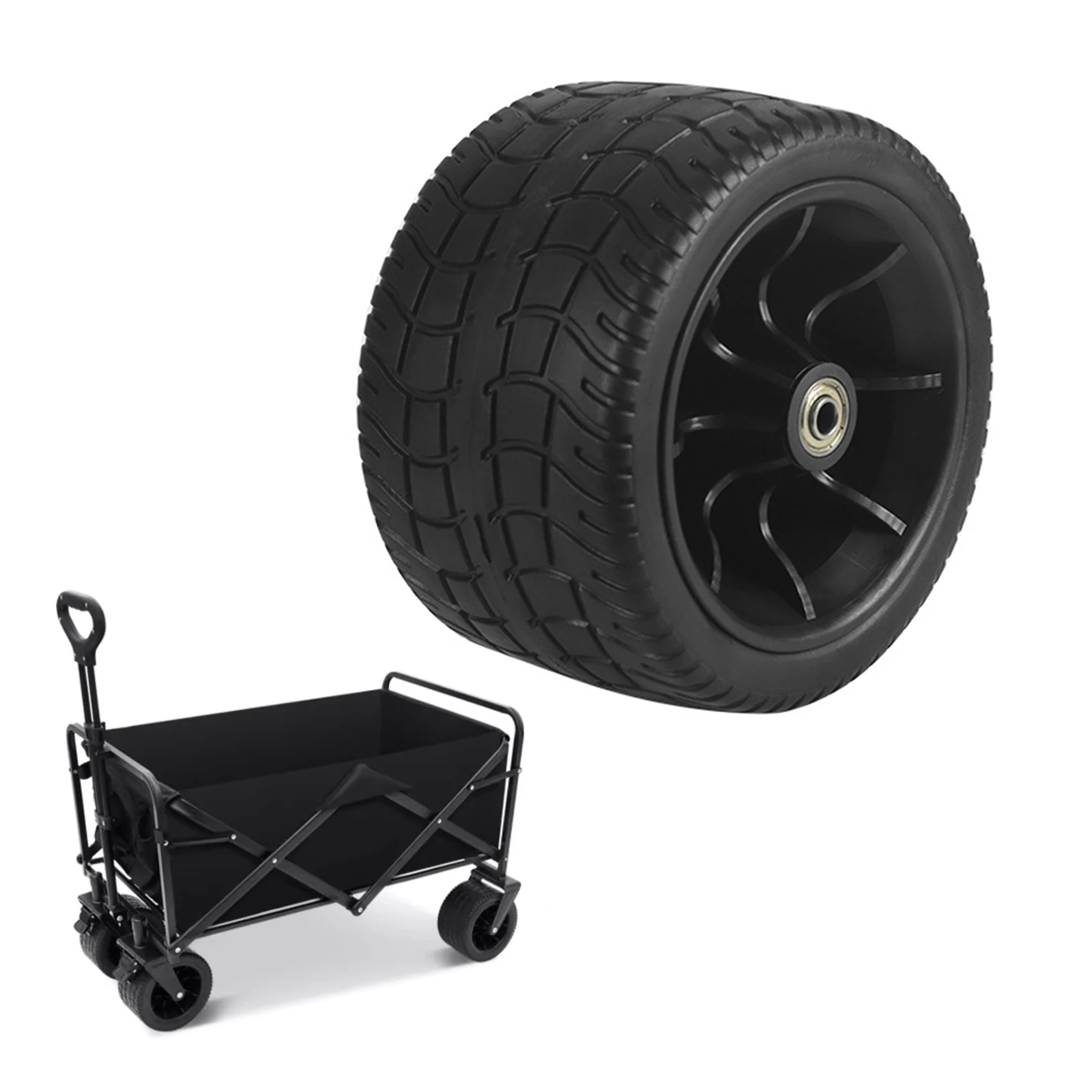 

Premium 6in PU Replacement Wheel Tire with Double Bearings Ideal for All Terrain Use on For Folding Wagon Cart