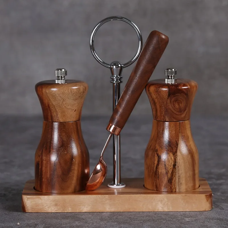 

Wooden Grinder Multifunctional Seasoning Can Crucible Kitchen Tool Pepper Grinding Pepper Powder Sea Salt Seasoning Bottle Mills