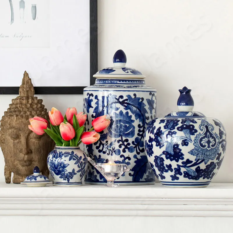 

Ceramic Vase Living Room Decoration Vintage Blue and White Porcelain Vases Room Decor Desk Decoration Flower Pot Vase for Flower